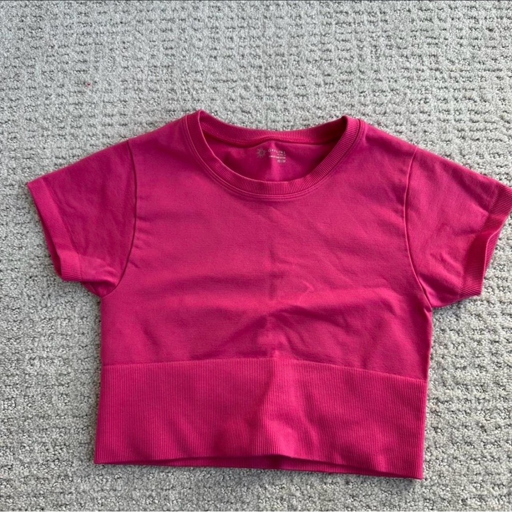 Girls' Hot Pink Short Sleeve Crop Top - Unbranded